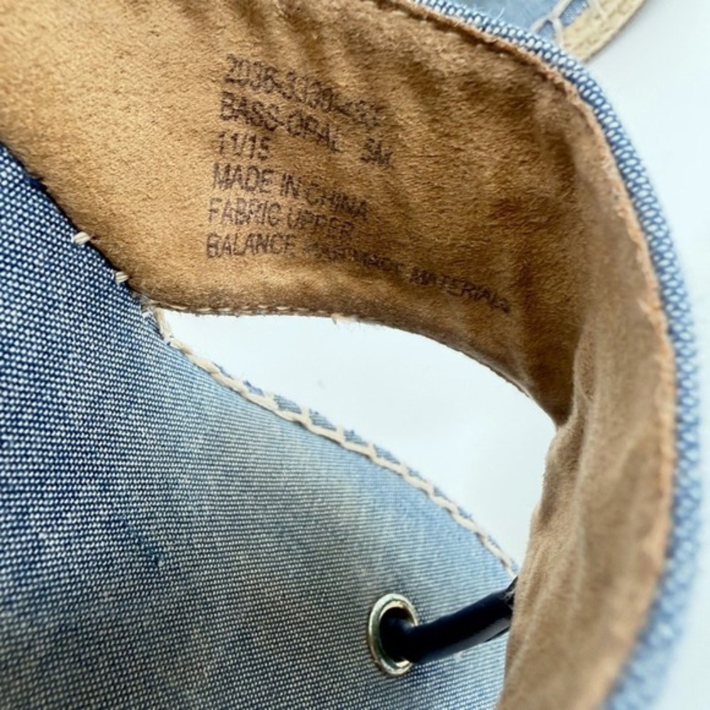 GH Bass Opal Blue Chambray Espadrille Wedge Sandals Womens Denim 5M Spring - Picture 6 of 7